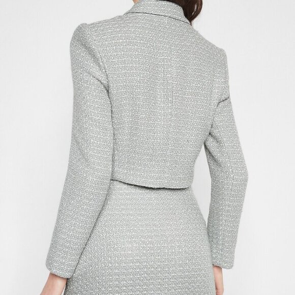EXPRESS Puritan Gray Cropped Tweed Jacket Size XS NWT - Picture 2 of 9